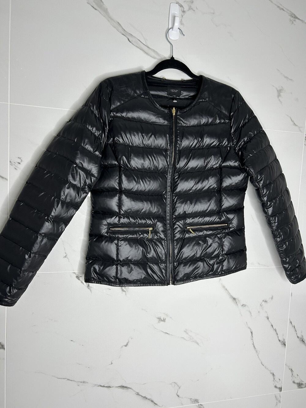 COATOLOGY down jacket leather trim midlayer lightweight gorpcore minimalist